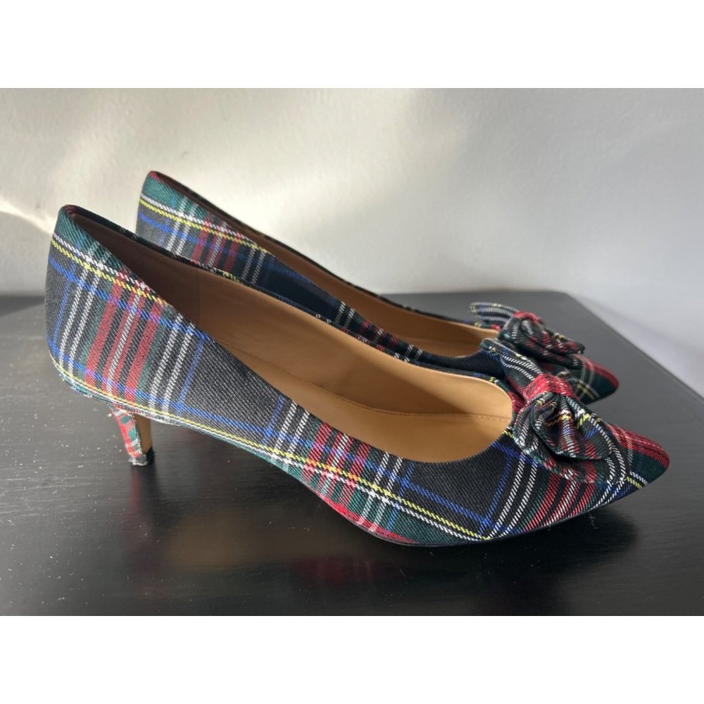 J Crew Factory Tartan Esme kitten heels BL573, Size 8